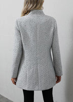 Grijze tweedjas met visgraatpatroon voor dames - casual en formele jas - Bakkermode.nl