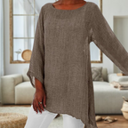 Dames linnen blouse - stijlvolle lange mouw top voor vrouwen - lichte casual outfit, voor dagelijkse elegantie