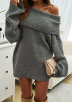 Oversized off-shoulder trui - comfortabele dames gebreide kleding - Bakkermode.nl