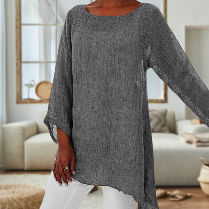 Dames linnen blouse - stijlvolle lange mouw top voor vrouwen - lichte casual outfit, voor dagelijkse elegantie