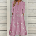 2-delige dames midi jurk met bloemen en cardigan - stijlvolle casual outfit voor speciale gelegenheden