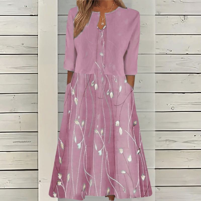 2-delige dames midi jurk met bloemen en cardigan - stijlvolle casual outfit voor speciale gelegenheden