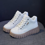 Dames high-top sneakers - trendy witte chunky zool
