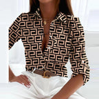 Dameschic blouse voor smart casual gelegenheid - elegante knoopschaal met uniek patroon