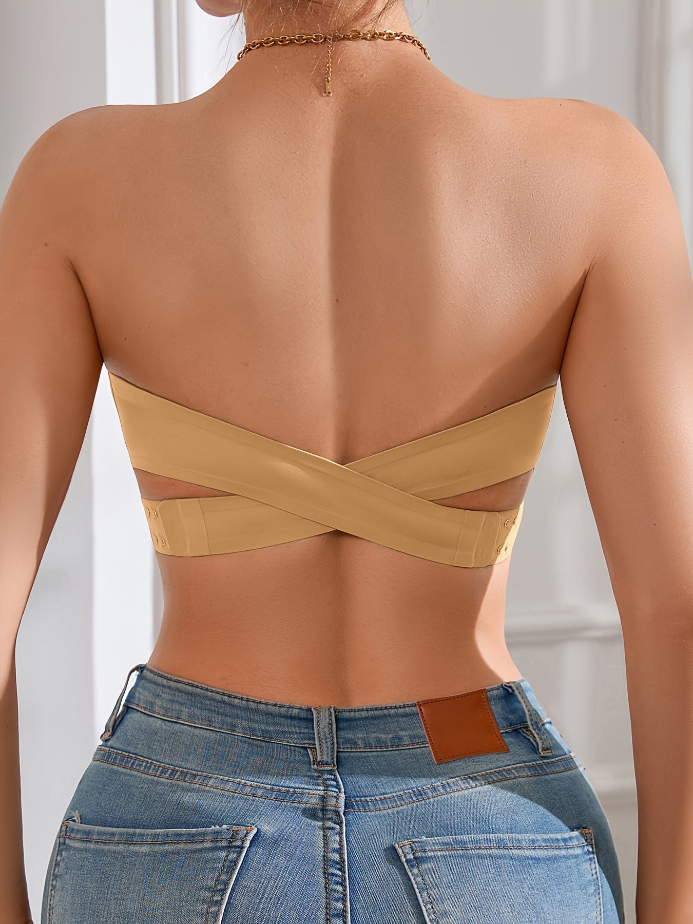 Damen strapless bandeau top met verstelbare zijknoop - veelzijdige everyday wear voor elke gelegenheid
