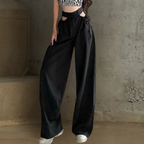 Brede pijpenbroek - stijlvolle satijnen damesbroek