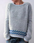 Gebreide trui - artisanale damesjumper met geometrisch design