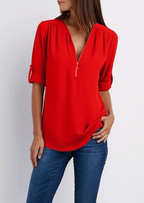 Dames blouse met rits - elegante top voor casual en veelzijdig gebruik