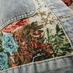 Denim damesjas met bloemenprint - vintage geïnspireerd design - Bakkermode.nl