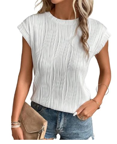 Chique geplooide top - elegante damesblouse