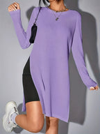 Casual lange mouwen t-shirt - chique top voor dames met zijsplitten