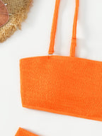 2-delig bikini set - levendig oranje-rood dames high-waisted zwemkleding