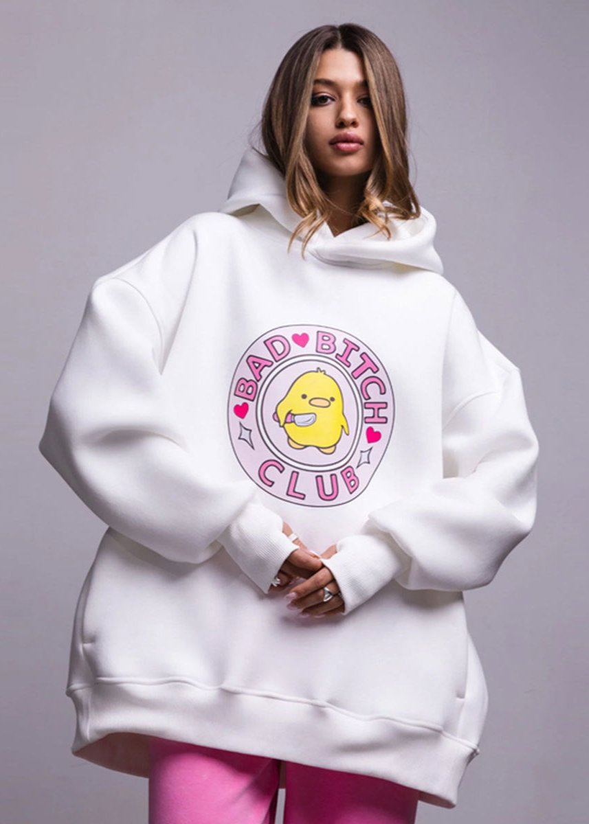 Oversized hoodie met eendenprint - casual dames sweater - Bakkermode.nl