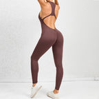 Yoga fitness jumpsuit - mouwloze stretch shapewear met buikcontrole en liftende pasvorm - Bakkermode.nl