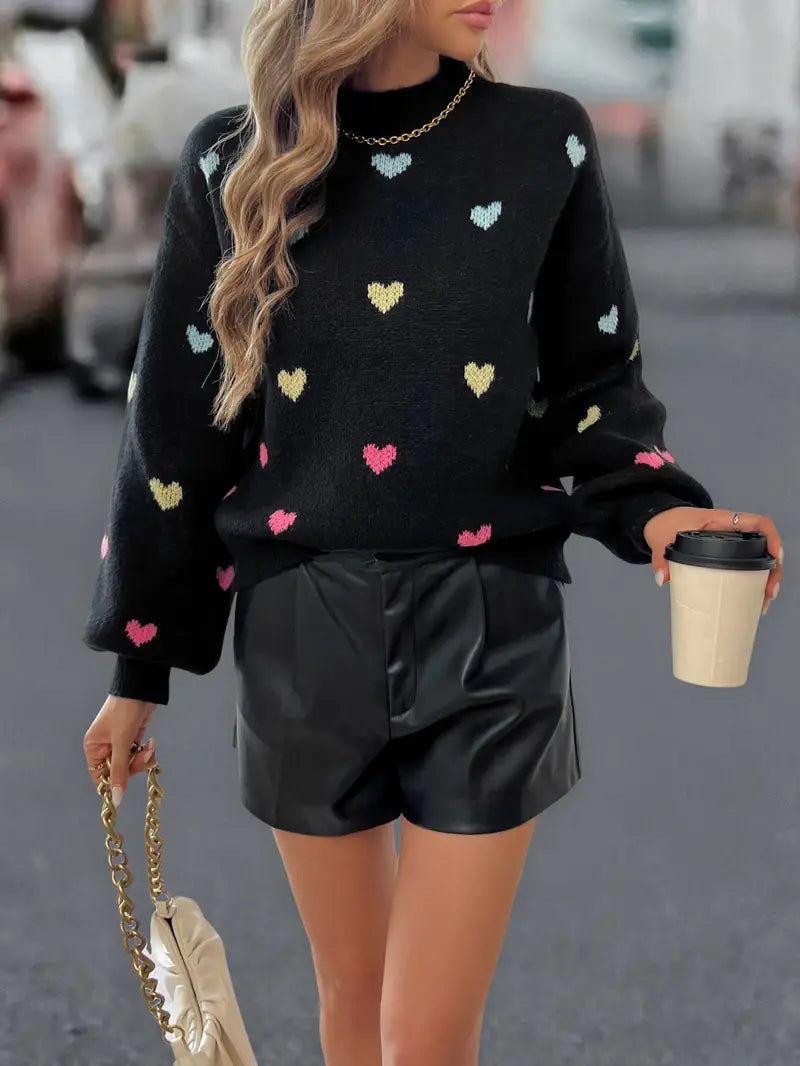 Dames trui met hartjespatroon - stijlvolle en zachte sweater - Bakkermode.nl