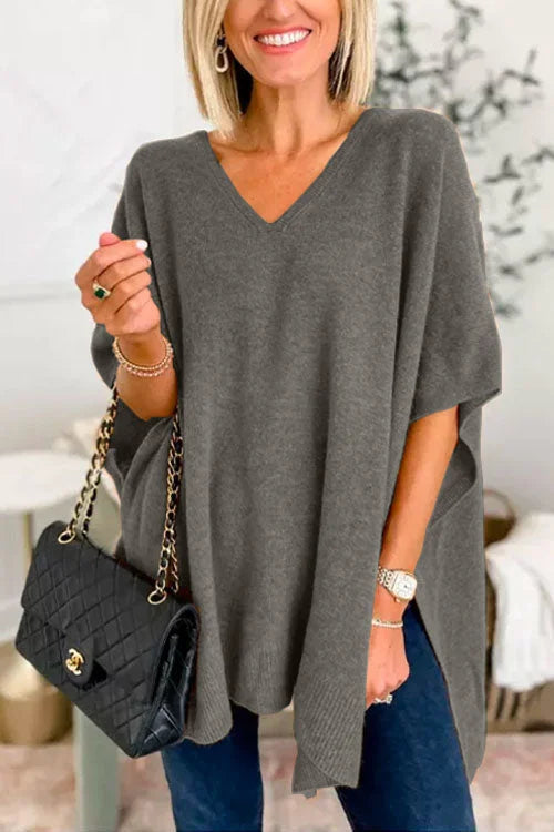 Poncho top - trendy losse v-hals trui voor dames