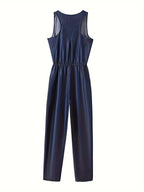 Denim jumpsuit met rits en elastische taille - stijlvolle dames playsuit