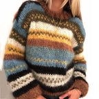 Gestreepte Noorse trui - warme, kleurrijke Scandinavische dames pullover - Bakkermode.nl
