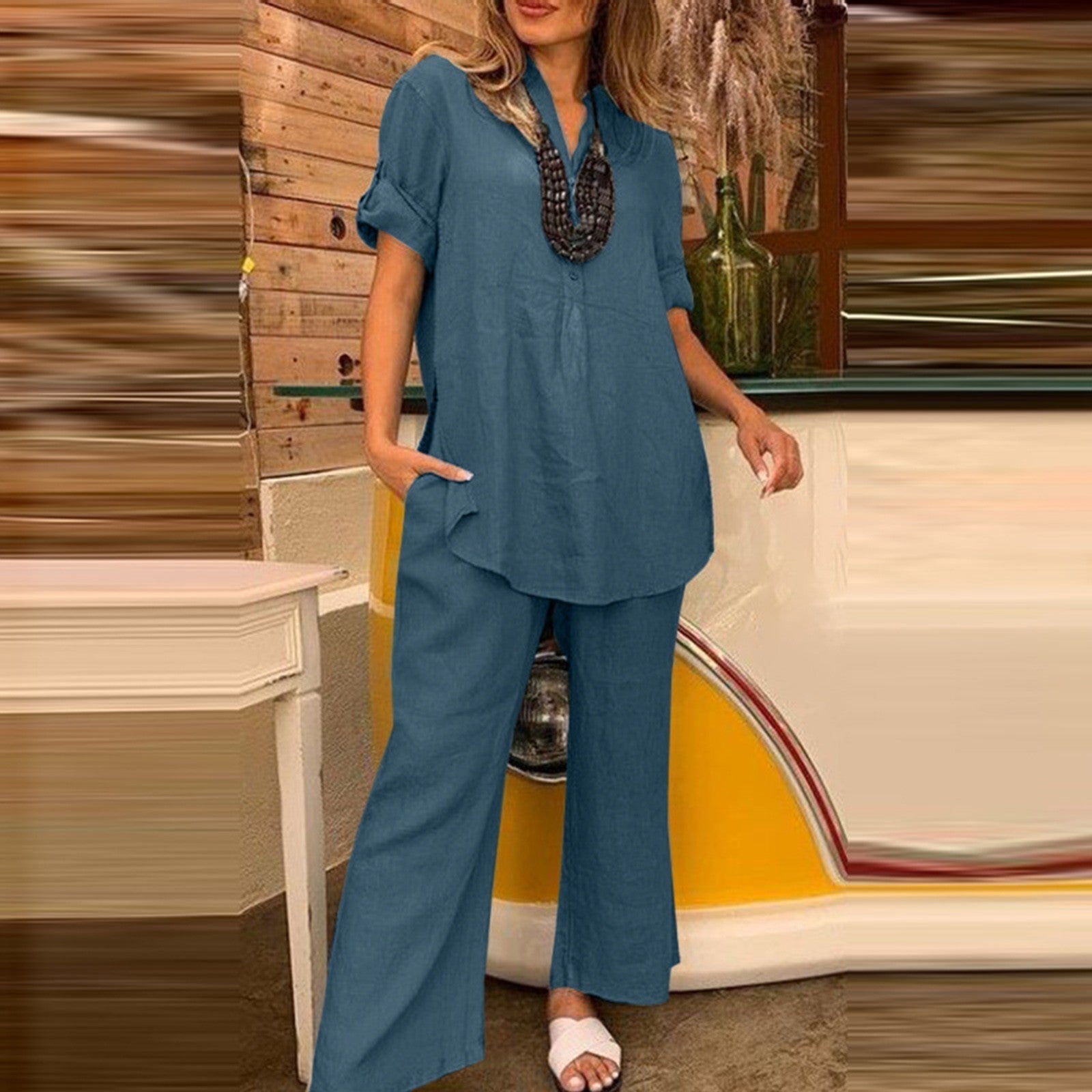 2-delige dames blouse- en broekset - stijlvolle casual look voor elke dag