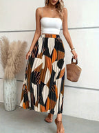 Vrouwen maxi rok met plooien - geometrische print voor casual en avondkleding