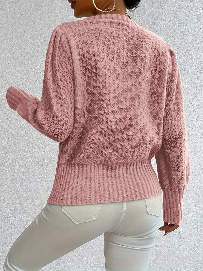 Garen gebreide trui - stijlvolle dames pullover met pofmouwen