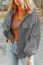 Fleece hoodie - casual dames jack met rits en borstzakken - Bakkermode.nl