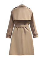 Khaki dubbele rij trenchcoat voor dames - met ceintuur in de taille - Bakkermode.nl