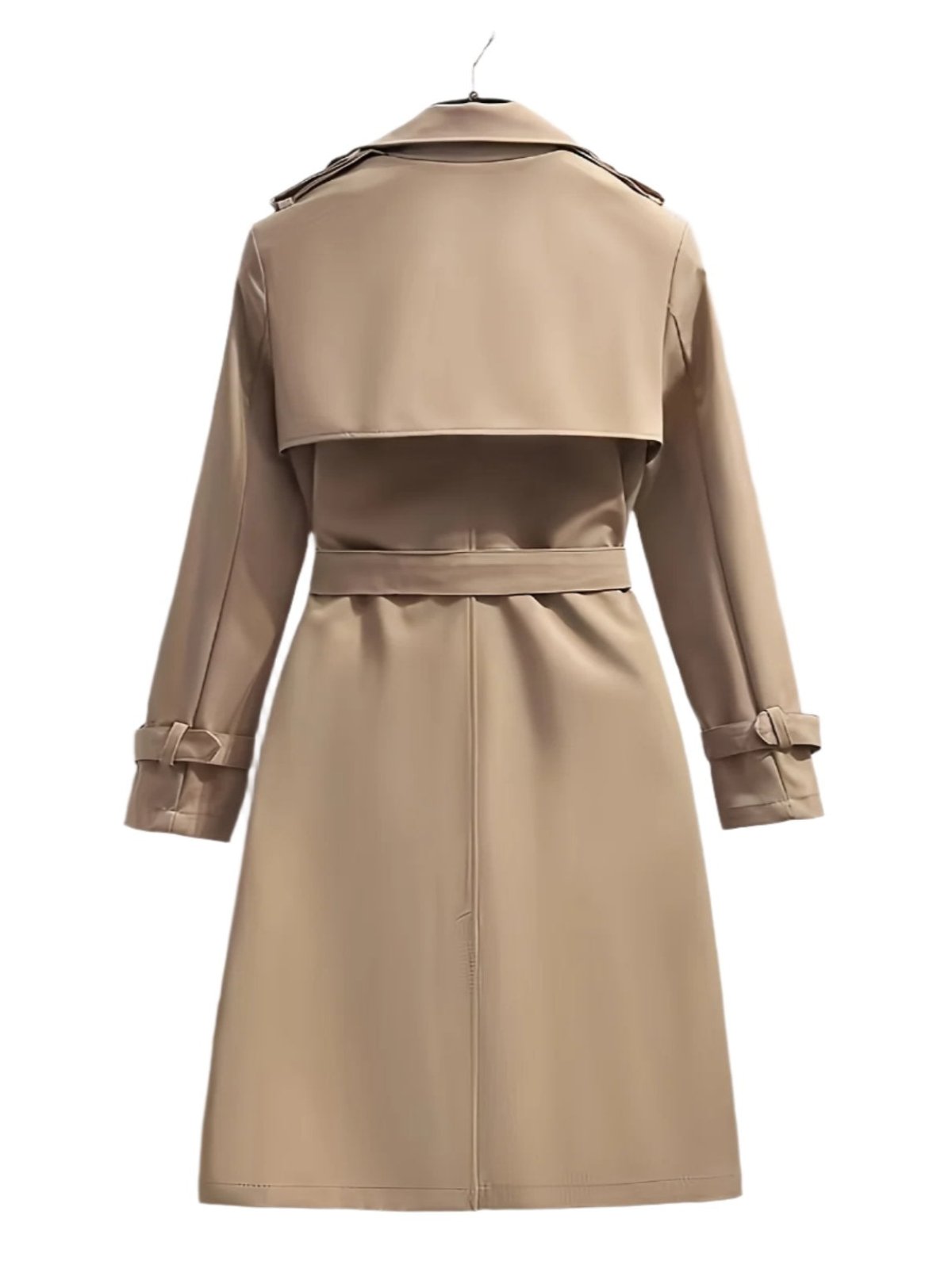 Khaki dubbele rij trenchcoat voor dames - met ceintuur in de taille - Bakkermode.nl