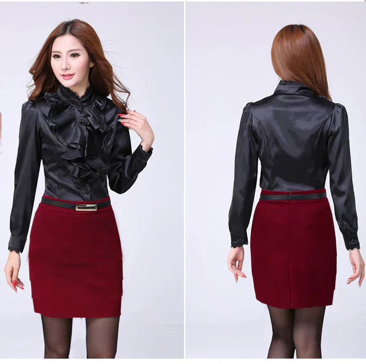 Gerimpelde blouse - elegante witte dames top