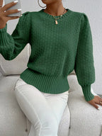 Garen gebreide trui - stijlvolle dames pullover met pofmouwen