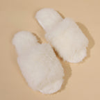 Fluffy pantoffels - dames huis slippers met open teen en faux fur - Bakkermode.nl
