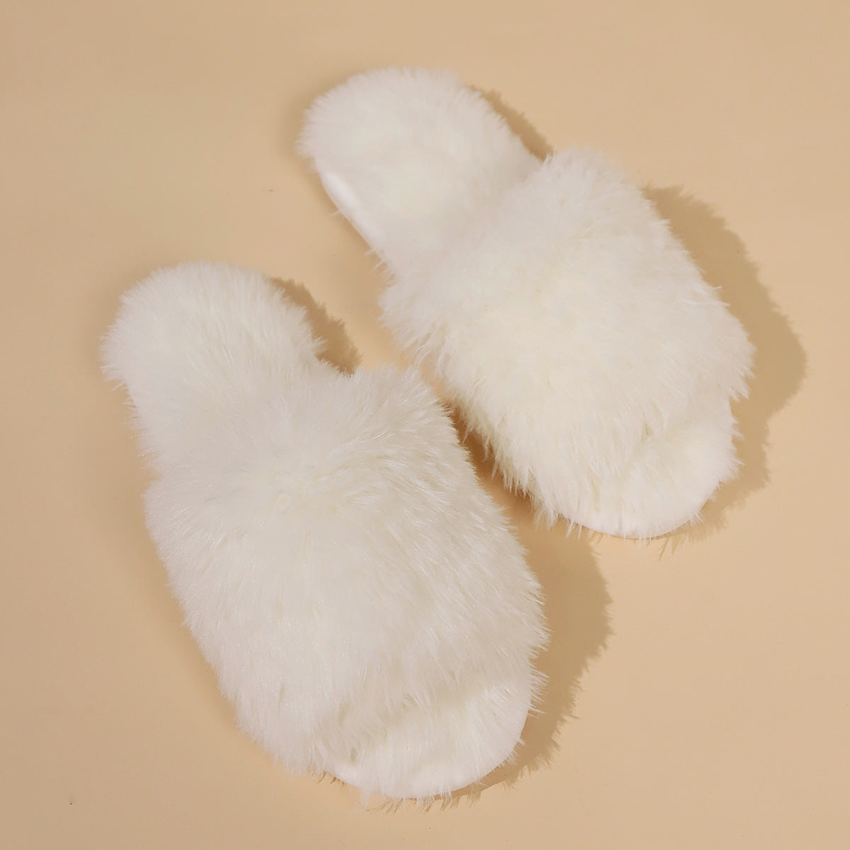 Fluffy pantoffels - dames huis slippers met open teen en faux fur - Bakkermode.nl