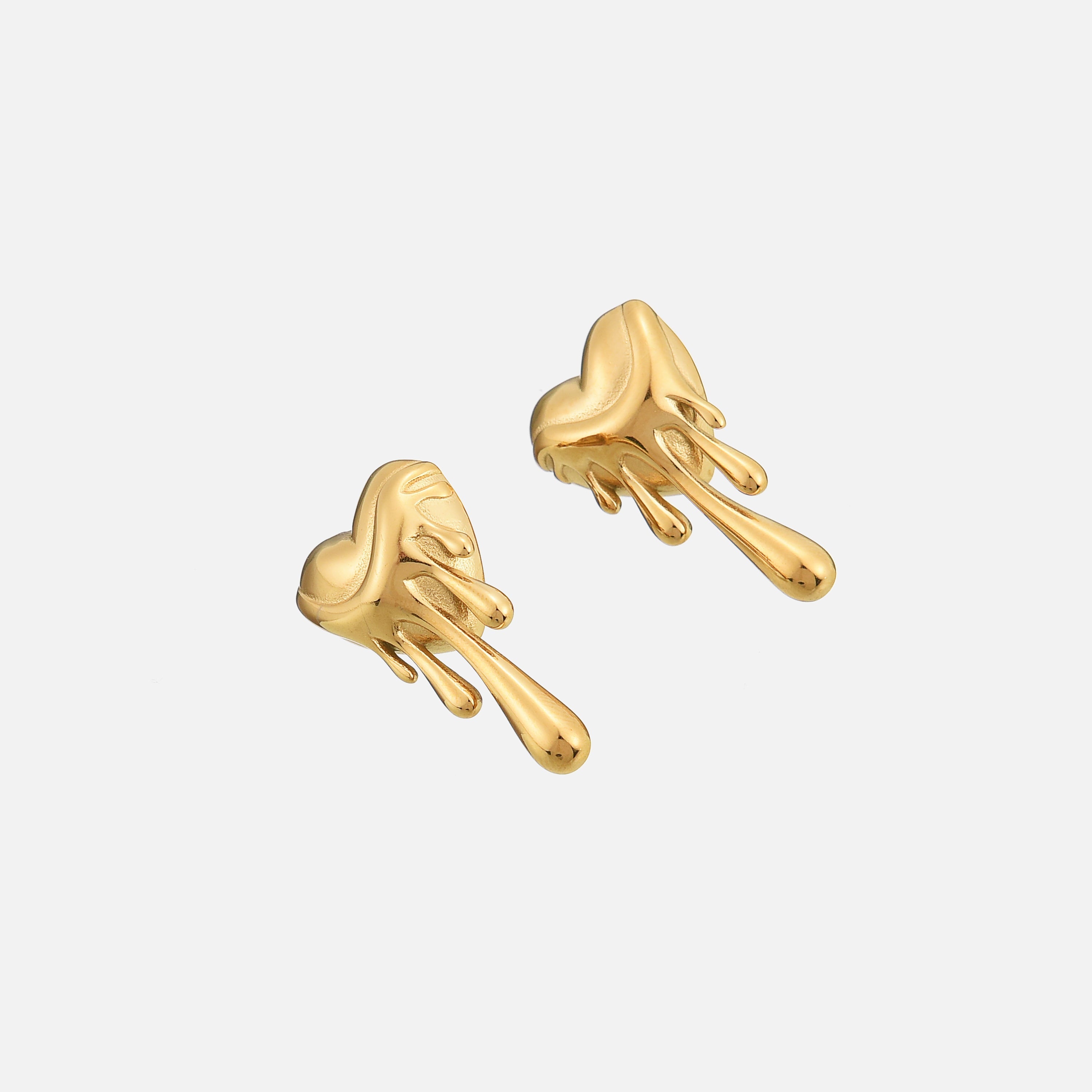 2-delige gouden en zilveren druppende hart oorbellen met een hedendaags design - stijlvolle hypoallergene accessoires voor dames