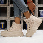 Dames high-top sneakers - stijlvolle sneakers met faux fur lining