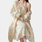 Beige dikke gezellige pyjama set - luxe loungewear voor dames