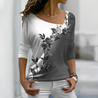 Dames bloemen t-shirt - elegante casual outfit met lange mouwen voor elke dag