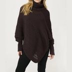 Gebreide poncho met hoge hals - elegante damestrui