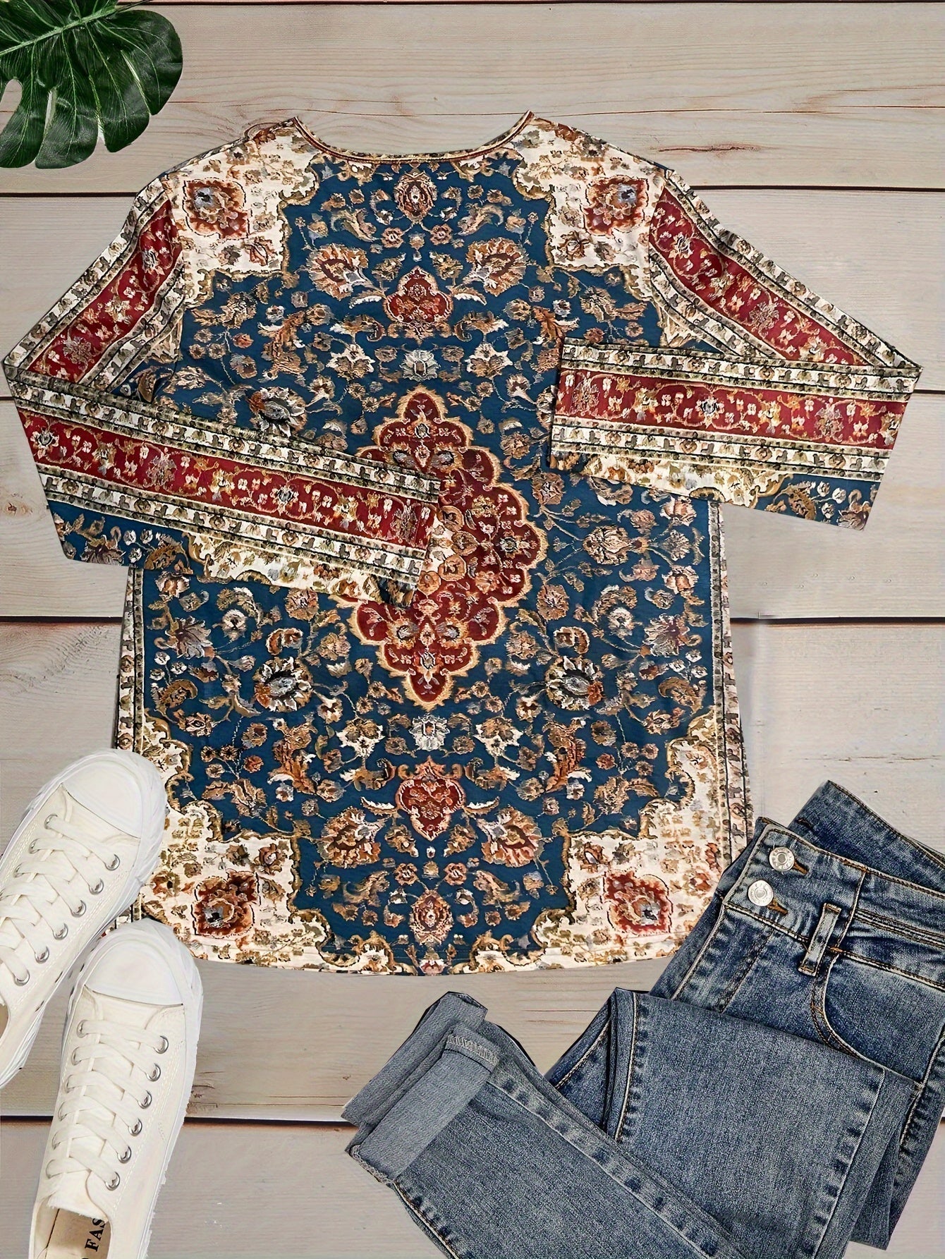 Bohemian geprinte top - casual dames top met lange mouwen