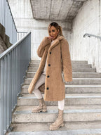 Faux fur trenchcoat - stijlvolle lange damesouterwear
