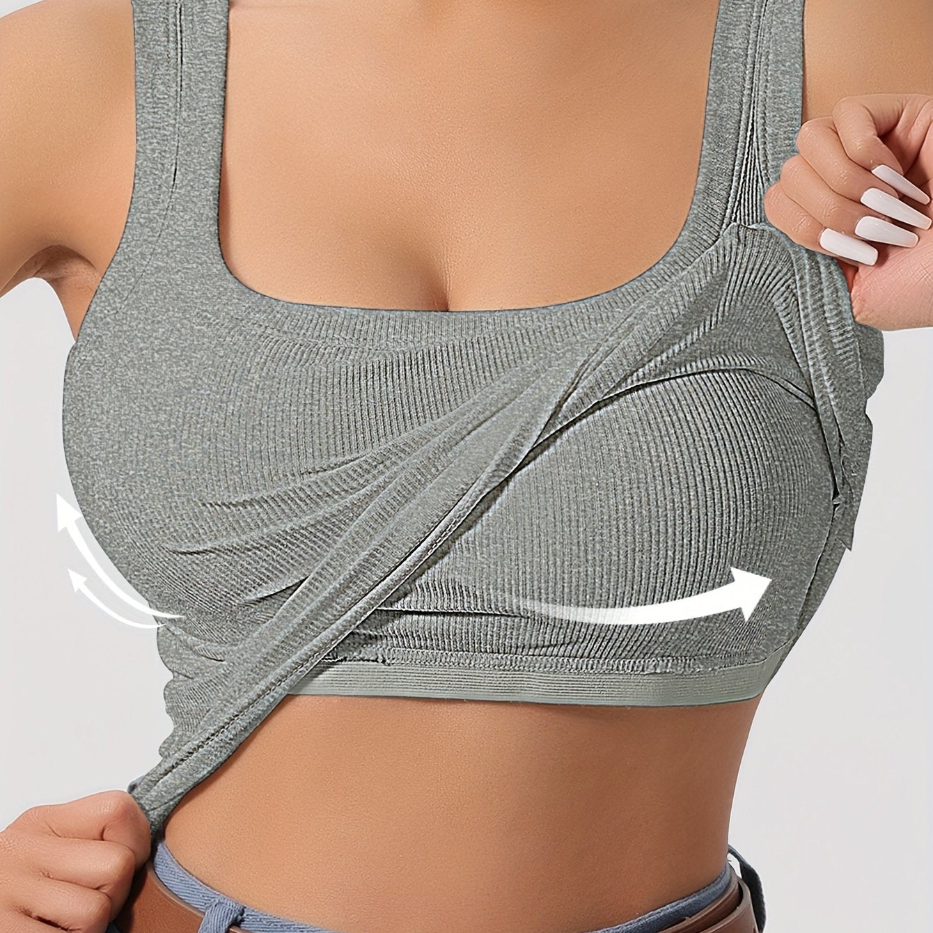 Ribbel tanktop met verwijderbare padding - dames essentiële mouwloze top