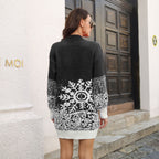 Kerst sneeuwvlok trui jurk - losse pullover gebreide jurk met A-lijn voor dames - Bakkermode.nl