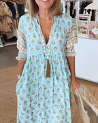 Dames maxi jurk boho-stijl met bloemenprint - elegante v-hals casual jurken voor zomeruitjes