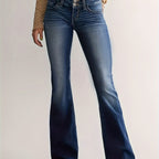 High-waisted flared jeans - medium blauwe dames denim broek