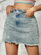 Denim mini rok - Bakkermode.nl