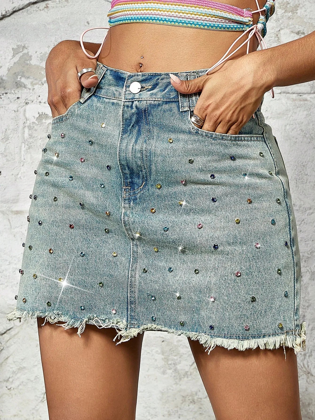 Denim mini rok - Bakkermode.nl