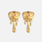 2-delige gouden en zilveren druppende hart oorbellen met een hedendaags design - stijlvolle hypoallergene accessoires voor dames