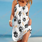 Dames casual jurk met pootafdrukken - luchtige zomer shift dress voor dierenliefhebbers