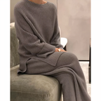 2-delige damestrui set - geribbelde loungewear outfit voor thuis en vrije tijd