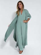 Dames maxi jurk en cardigan set - elegante, lichte stof voor elke dag