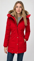 Pufferjas met capuchon - geïsoleerde dames winterjacket